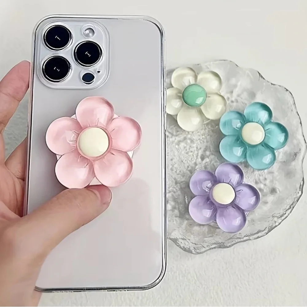 NWT 4-Pack 3D Flower Phone Grip Pop Socket Stand Holder Pastel Floral Set